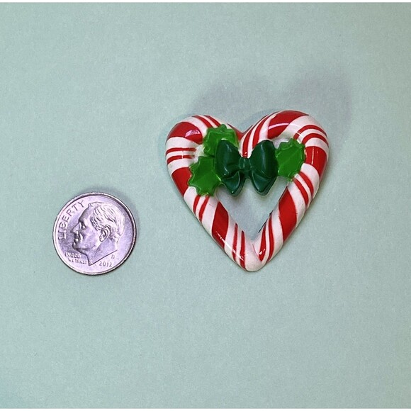 Hallmark Brooch Pin Christmas Holiday Candy Cane Heart Vintage 1987 Retro VTG - Picture 2 of 3